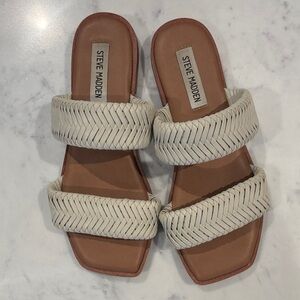 Steve Madden Women's Woven Cream Sandals